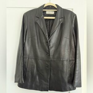 Jones New York Women's Black Leather Jacket